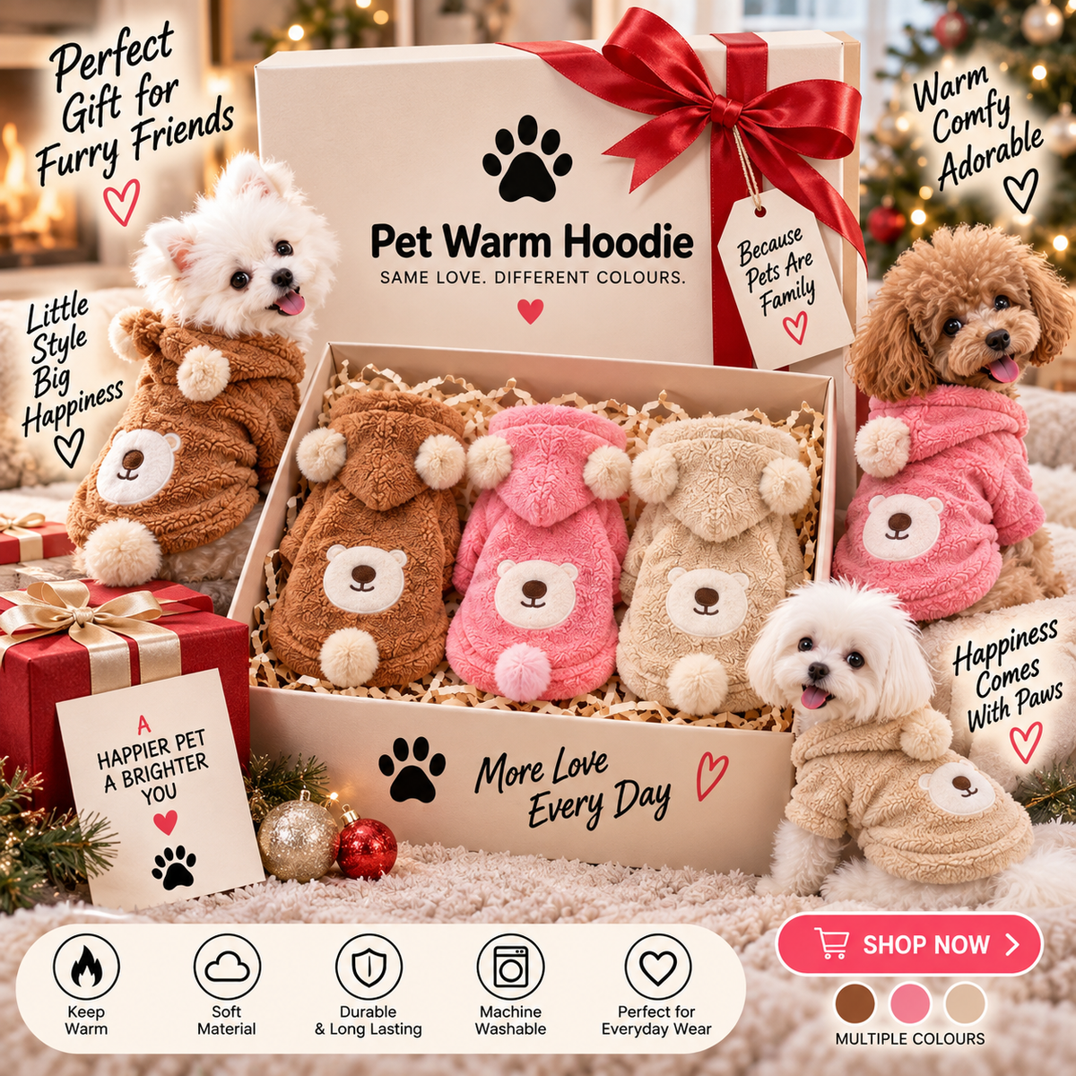 Lambswool Warm And Comfortable Round Bear Hoodie Pet