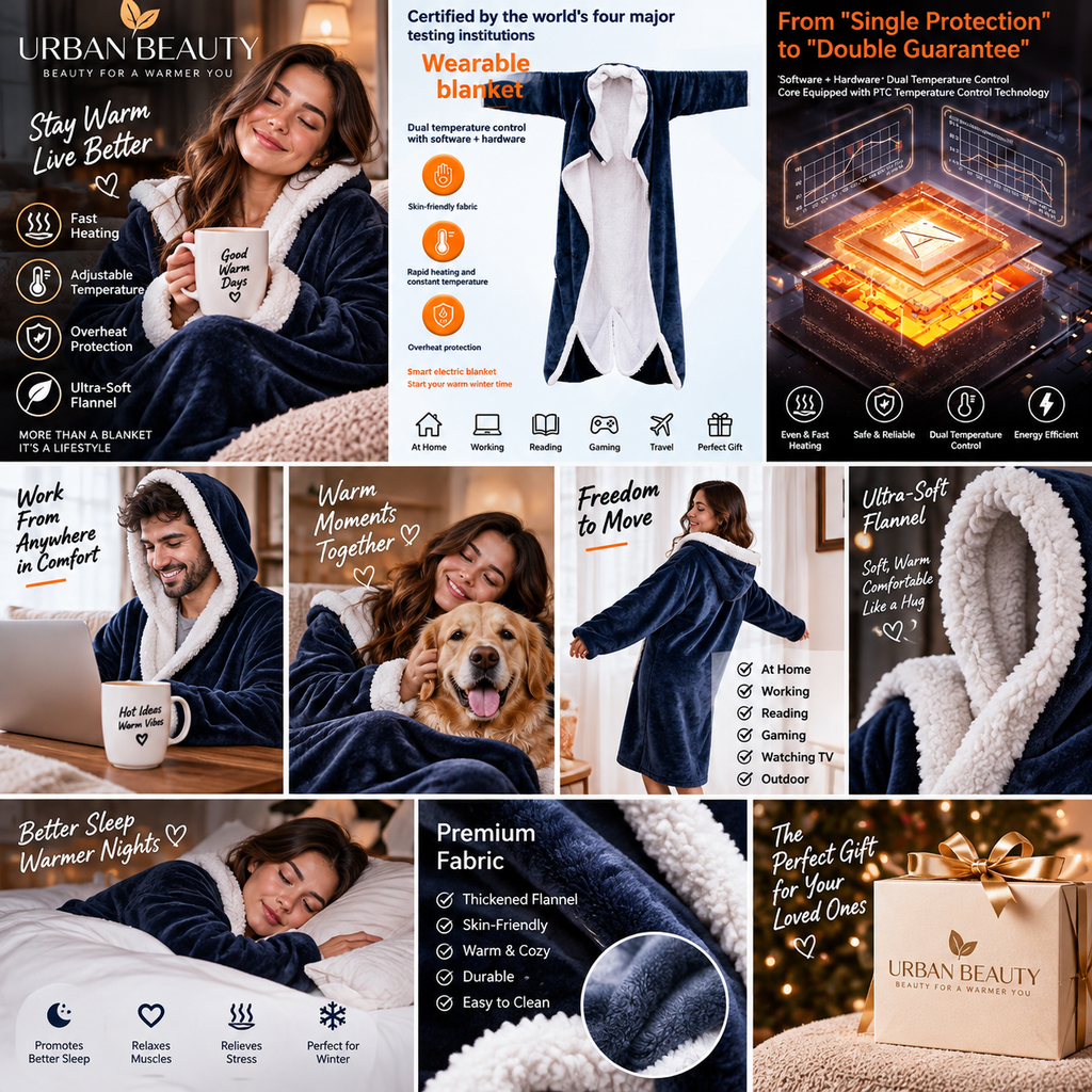 Wearable Thickened Flannel Heated Blanket