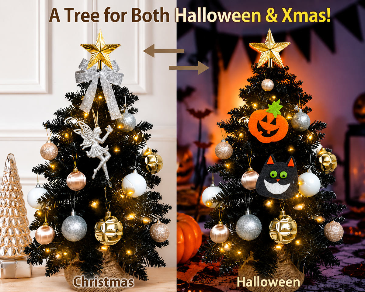 2FT Halloween Decoration Tabletop Christmas Tree with Lights