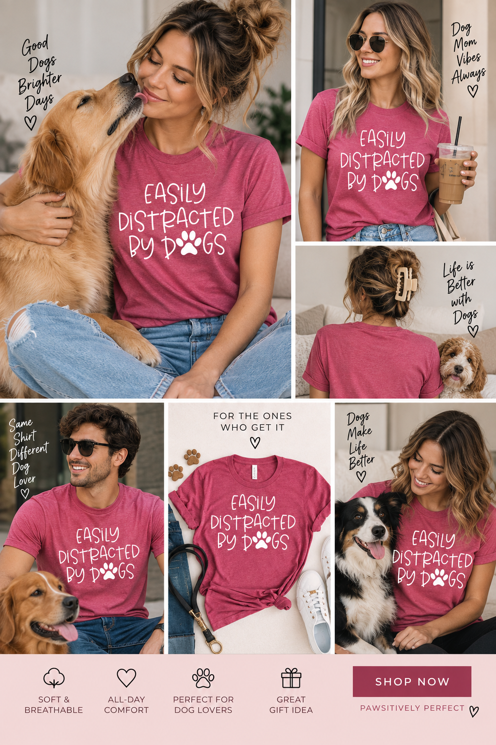 Easily Distracted By Dogs T-shirt